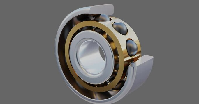Anti-friction angular contact bearing- Close-up animation