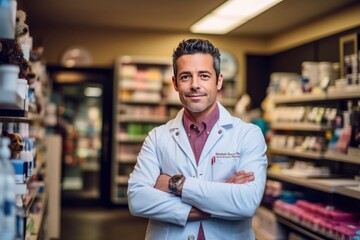Fototapeta premium Caring Veterinarian in a Veterinary Clinic. Generative AI