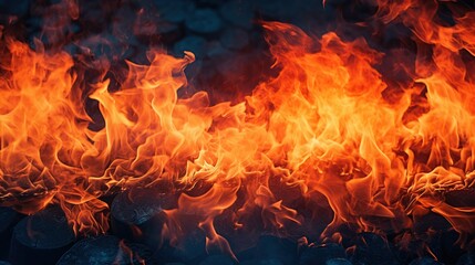 Fototapeta na wymiar Fire flame heat black on background. AI generated image