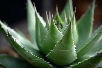 Aloe aristata plant with green leaves and thorns. Generative AI