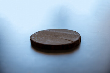 Wooden stamp on grey background