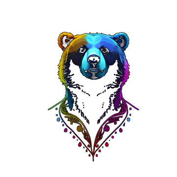 Cute Bear Illustration PNG images transparent background Ai Generative