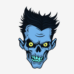 Zombie head. Cartoon character. Vector illustration