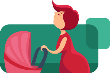 Mom with baby, illustration, vector on a white background.