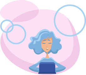 Woman sitting in chair, illustration, vector on a white background.