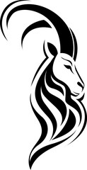 Ram head tattoo, tattoo illustration, vector on a white background.