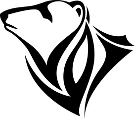 Bear head tattoo, tattoo illustration, vector on a white background.