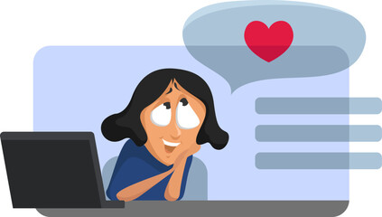 Girl in love, illustration, vector on a white background.