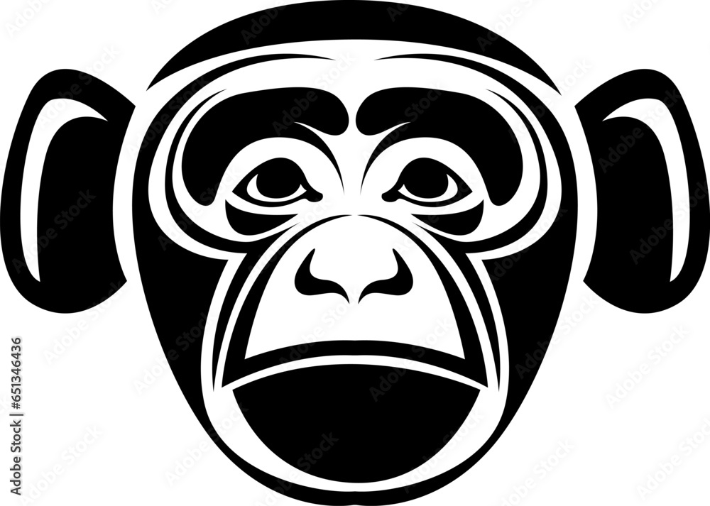 Poster monkey face tattoo, tattoo illustration, vector on a white background.