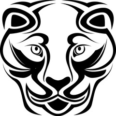 Puma head tattoo, tattoo illustration, vector on a white background.