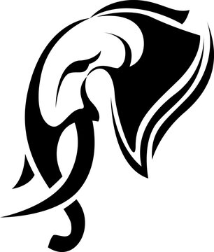 Elephant profile head tattoo, tattoo illustration, vector on a white background.