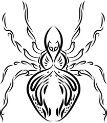 Obraz premium Abstract spider tattoo , illustration, vector on a white background.