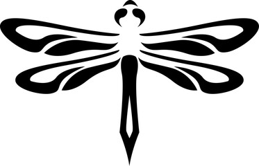 Dragonfly tattoo , illustration, vector on a white background.