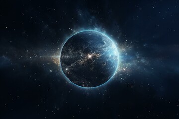 A captivating image of a celestial sphere surrounded by a dazzling expanse of stars. Generative AI