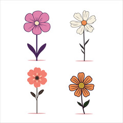 A collection of simple flower illustrations