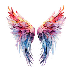 Colorful angel wings watercolor
