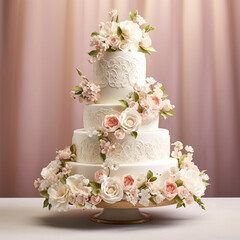 Obraz na płótnie Canvas Stunning wedding cake, love and celebration, ai generative