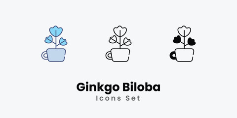 Ginkgo Biloba icons set plant icon indoor plant nature green plant stock illustration