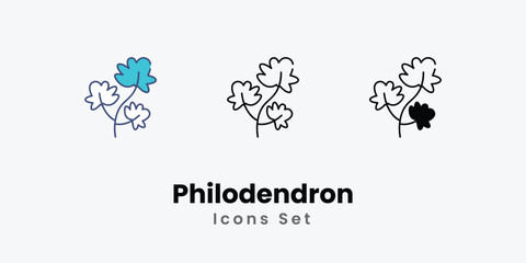 Philodendron icons set plant icon indoor plant nature green plant stock illustration