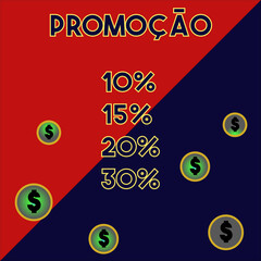Obraz premium Promotion 10% 15% 20% 30% green currency