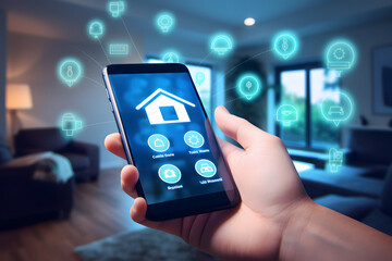Person using a smartphone to control smart home devices
