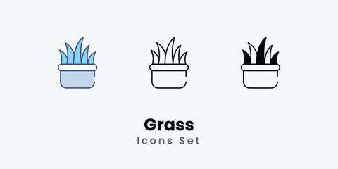 Grass icons set plant icon indoor plant nature green plant stock illustration