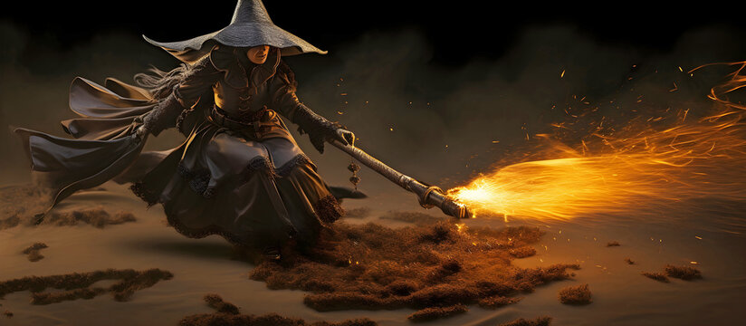 Panorama witch fire stick.AI generated.