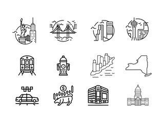 Fototapeta premium Vector set of New York city icons