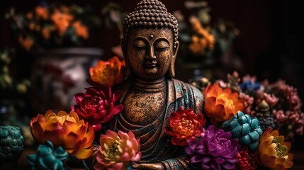Buddha  statuette. Buddhism religion concept. - obrazy, fototapety, plakaty