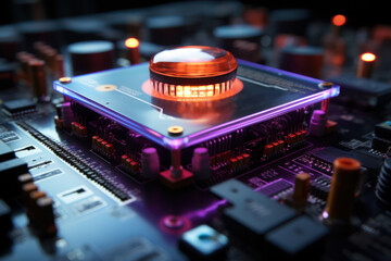 A quantum sensor array measuring environmental variables, showcasing applications in quantum sensing. Generative Ai.