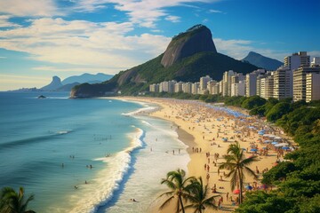 Renowned beach in Rio de Janeiro known for its fame and popularity. Generative AI