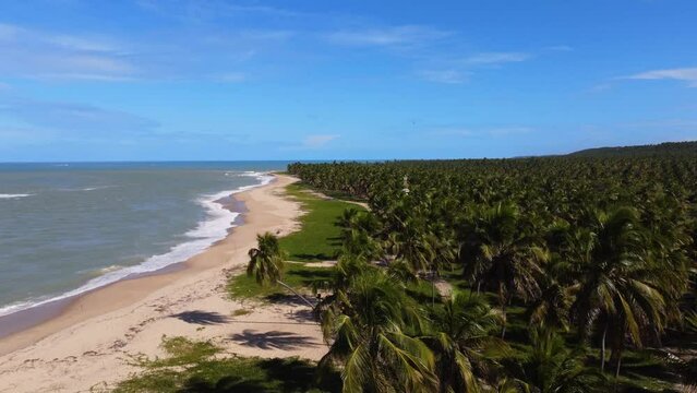 V&iacute;deo a&eacute;reo da praia do Gunga em Macei&oacute;, Alagoas, Nordeste do Brasil, v&iacute;deo 4K