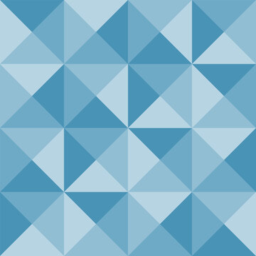 Blue monochrome geometric seamless mosaic pattern with triangles, vector