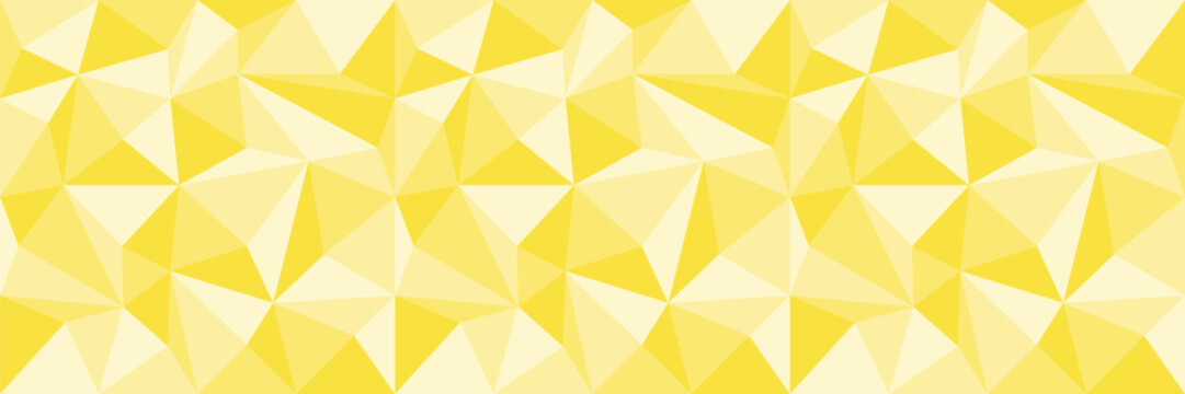 Yellow geometric seamless background or border with triangles, vector