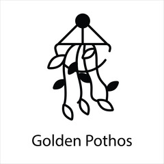 Golden Pothos icon vector stock illustration
