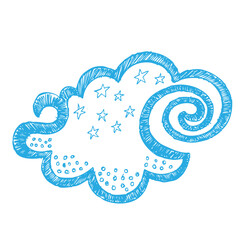hand drawn fun cloud with stars
