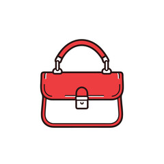Leather Bag vector icon in minimalistic, black and red line work, japan web