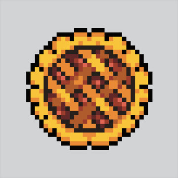 Pixel art illustration Pie. Pixelated Pie. Autumn Fall Pie cake icon pixelated
for the pixel art game and icon for website and video game. old school retro.
