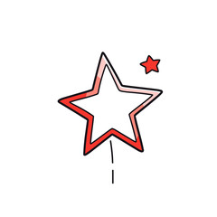 Star charm vector icon in minimalistic, black and red line work, japan web