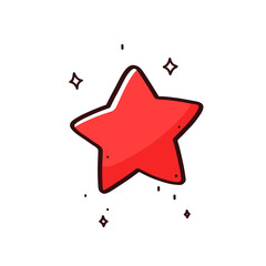 Star charm vector icon in minimalistic, black and red line work, japan web