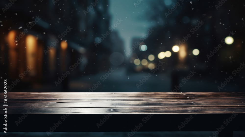 Aufkleber empty black table on blurred gently bokeh background