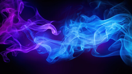 Purple and blue smoke on black background