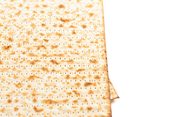 Pieces of Matzah Unleavened Bread Isolated on White Background