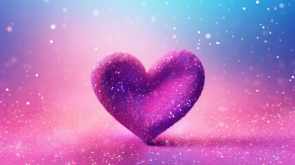 Fototapeta premium Glitter purple heart on a glitter background