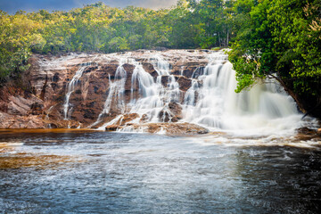 Scenic view of Iracema Presidente Figueiredo waterfall at sunset in Brazil