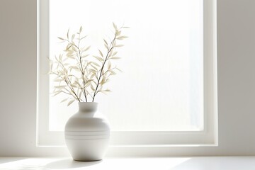 Isolated white windowsill. Generative AI