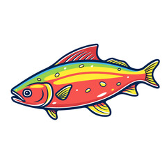 Mahi Mahi vector icon in minimalistic, black and red line work, japan web