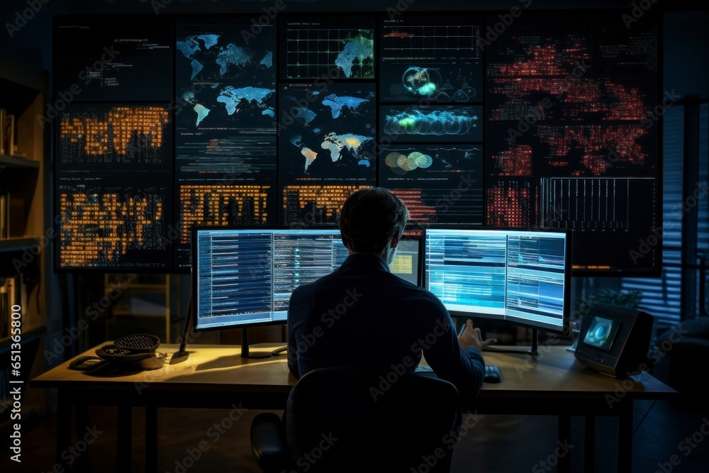 Poster a data scientist fine-tuning a neural network model on a powerful workstation, with cascades of data