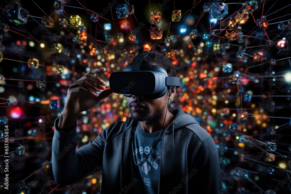 Leinwandbilder a data scientist in a virtual reality environment, exploring a 3d representation of a complex data s