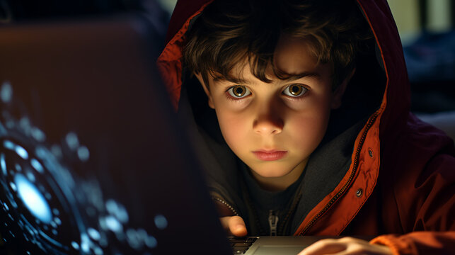 a young boy creating his own interactive storybook using coding and multimedia elements, his storytelling skills merging with technological proficiency